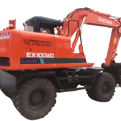 Used Hitachi EX100W Wheeled Excavator with ISUZU Engine and Other Hydraulic Pump