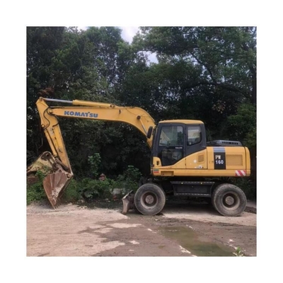 Japan Original Used Komatsu PW160-7 Wheel Excavator in with Transport Length of 7.1 m